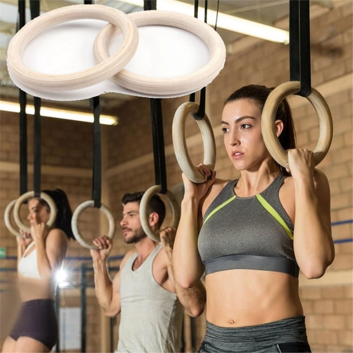 Gymnastic Ring Wood - Letnia wyprzedaż: 2 sztuki drewnianych przenośnych